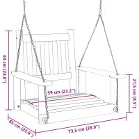 vidaXL Hängstol med metallkedjor svart massivt granträ - Bild 8