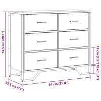 vidaXL Byrå svart 91x35,5x74,5 cm konstruerat trä - Bild 10