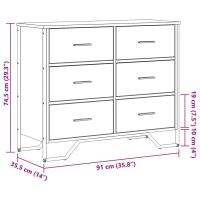 vidaXL Byrå brun ek 91x35,5x74,5 cm konstruerat trä - Bild 10