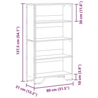 vidaXL Bokhylla svart 80x31x137,5 cm konstruerat trä - Bild 9