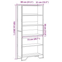 vidaXL Bokhylla sonoma-ek 80x31x169 cm konstruerat trä - Bild 9