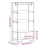 vidaXL Garderob svart 90x50x180 cm konstruerat trä - Bild 9