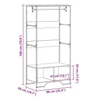 vidaXL Garderob sonoma-ek 90x50x180 cm konstruerat trä - Bild 9