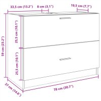 vidaXL Tvättställsskåp brun ek 78x37x59 cm konstruerat trä - Bild 11