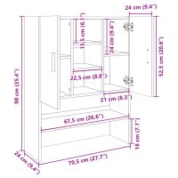 vidaXL Tvättmaskinsskåp sonoma-ek 70,5x24x90 cm - Bild 12