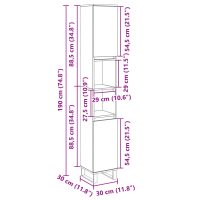 vidaXL Badrumsskåp sonoma-ek 30x30x190cm konstruerat trä - Bild 10