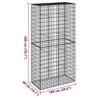 vidaXL Gabionkorg med skydd 100x50x200 cm galvaniserat järn - Bild 7