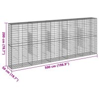 vidaXL Gabionkorg med skydd 500x50x200 cm galvaniserat järn - Bild 7