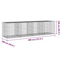 vidaXL Gabionkorg med skydd 400x100x100 cm galvaniserat järn - Bild 7