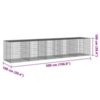 vidaXL Gabionkorg med skydd 500x100x100 cm galvaniserat järn - Bild 7