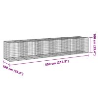 vidaXL Gabionkorg med skydd 550x100x100 cm galvaniserat järn - Bild 7