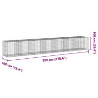 vidaXL Gabionkorg med skydd 700x100x100 cm galvaniserat järn - Bild 7