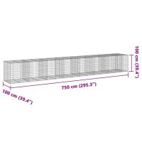 vidaXL Gabionkorg med skydd 750x100x100 cm galvaniserat järn - Bild 7