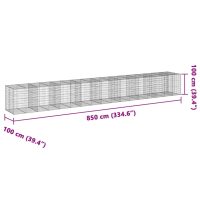 vidaXL Gabionkorg med skydd 850x100x100 cm galvaniserat järn - Bild 7