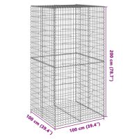 vidaXL Gabionkorg med skydd 100x100x200 cm galvaniserat järn - Bild 7