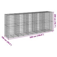 vidaXL Gabionkorg med skydd 500x100x200 cm galvaniserat järn - Bild 7