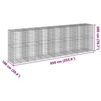 vidaXL Gabionkorg med skydd 650x100x200 cm galvaniserat järn - Bild 7