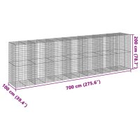 vidaXL Gabionkorg med skydd 700x100x200 cm galvaniserat järn - Bild 7