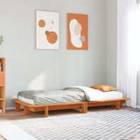 vidaXL Sängram utan madrass vaxbrun 75x190 cm massiv furu - Bild 3