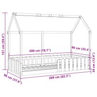 vidaXL Barnsäng med husram vit 90x200 cm massiv furu - Bild 9