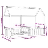 vidaXL Barnsäng med husram vit 90x190 cm massiv furu - Bild 9