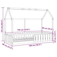 vidaXL Barnsäng med husram vaxad brun 90x190 cm massiv furu - Bild 9