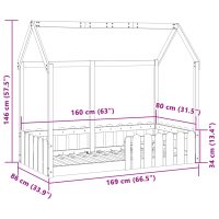 vidaXL Barnsäng med husram vaxad brun 80x160 cm massiv furu - Bild 9