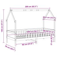 vidaXL Barnsäng med husram vit 80x200 cm massiv furu - Bild 9