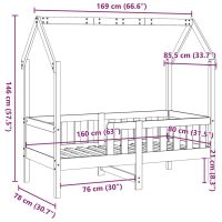 vidaXL Barnsäng med husram vaxad brun 80x160 cm massiv furu - Bild 9