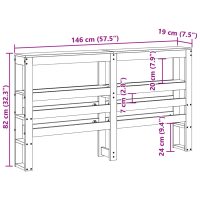 vidaXL Huvudgavel med hyllor 140 cm massiv furu - Bild 9