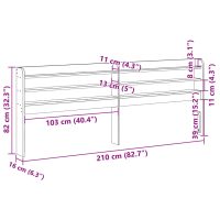 vidaXL Huvudgavel med hyllor 200 cm massiv furu - Bild 9