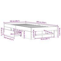 vidaXL Sängram betonggrå 100x200 cm konstruerad trä - Bild 11