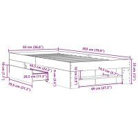 vidaXL Sängram utan madrass brun ek 90x200 cm konstruerad trä - Bild 11