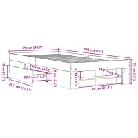 vidaXL Sängram utan madrass rökfärgad ek 75x190 cm konstruerad trä - Bild 11