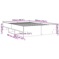 vidaXL Sängram utan madrass rökfärgad ek 120x200 cm konstruerad trä - Bild 10