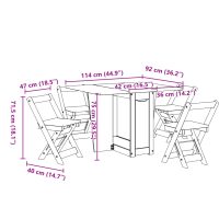 vidaXL Matgrupp 5 delar Corona hopfällbar brunvaxad furu - Bild 12