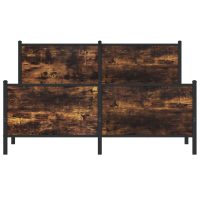 vidaXL Sängram utan madrass metall rökfärgad ek 140x190 cm - Bild 5