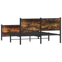 vidaXL Sängram utan madrass metall rökfärgad ek 140x190 cm - Bild 7