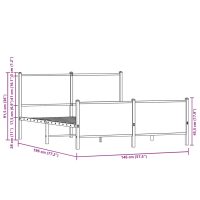 vidaXL Sängram utan madrass metall rökfärgad ek 140x190 cm - Bild 10