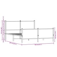 vidaXL Sängram utan madrass metall rökfärgad ek 150x200 cm - Bild 10