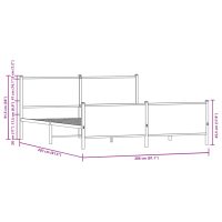 vidaXL Sängram utan madrass metall rökfärgad ek 200x200 cm - Bild 10