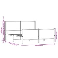 vidaXL Sängram utan madrass metall brun ek 160x200 cm - Bild 10