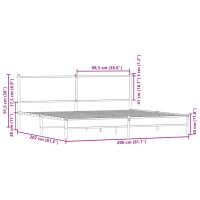 vidaXL Sängram utan madrass metall rökfärgad ek 200x200 cm - Bild 10