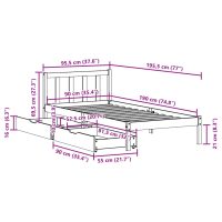 vidaXL Sängram utan madrass vaxad brun 90x190 cm massiv furu - Bild 11