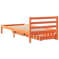 vidaXL Sängram utan madrass vaxbrun 75x190 cm massiv furu - Bild 6