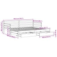 vidaXL Utdragbar dagbädd med lådor 90x190 cm massiv furu - Bild 12