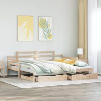 vidaXL Utdragbar dagbädd med lådor 90x190 cm massiv furu - Bild 3