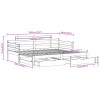 vidaXL Utdragbar dagbädd med lådor 90x190 cm massiv furu - Bild 12