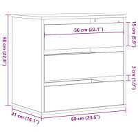 vidaXL Byrå rökfärgad ek 60x41x58 cm konstruerat trä - Bild 10