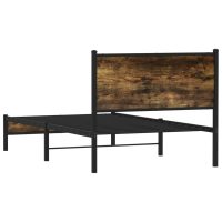 vidaXL Sängram utan madrass metall rökfärgad ek 100x190 cm - Bild 7